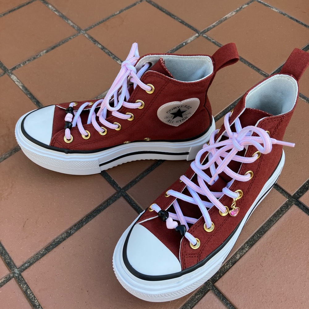 Chuck Taylor All Star Double Stack Platform Heart Charm size 6 - Picture 2 of 10